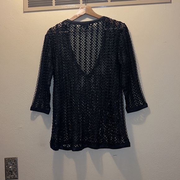 eLLoquent Black open knit top, Size XL - Picture 3 of 4